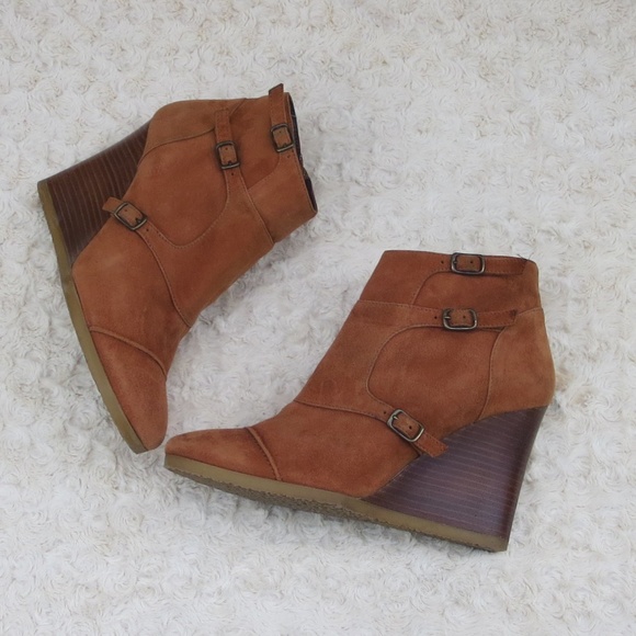 J. Crew Shoes - *J Crew*7.5*Greer Suede Cognac Wedge ankle boots*